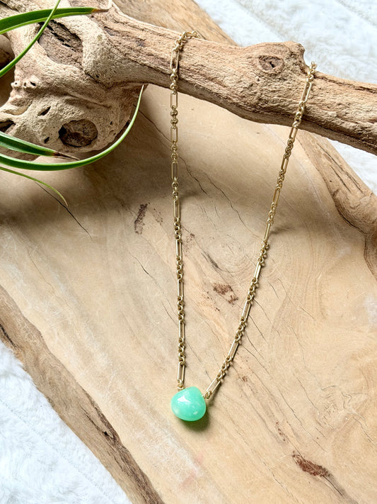 Australian Chrysoprase + Matte Gold Necklace