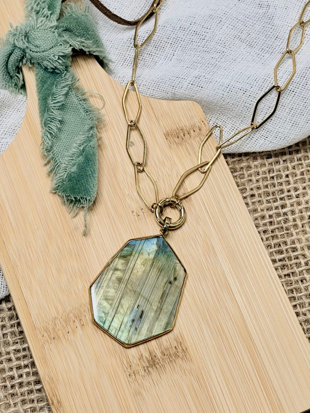 Labradorite + Gold Chain Necklace