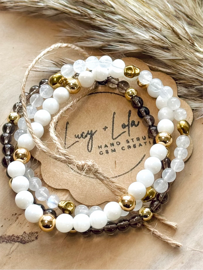 Gray + Gold Skully Stack (3-stack)