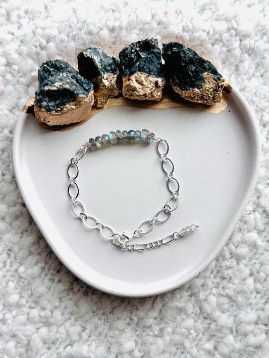 Labradorite + Silver Chain Bracelet