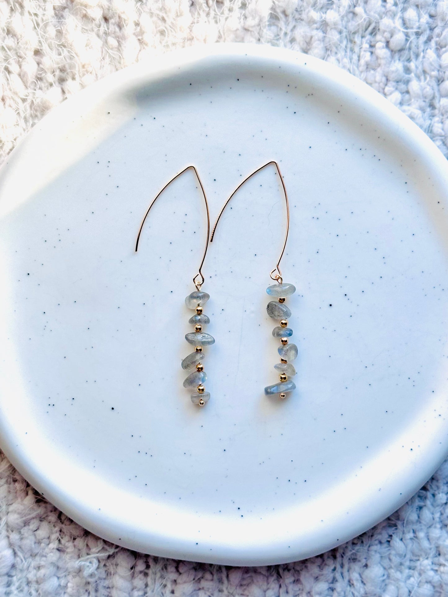 Labradorite + Gold Threader Earrings