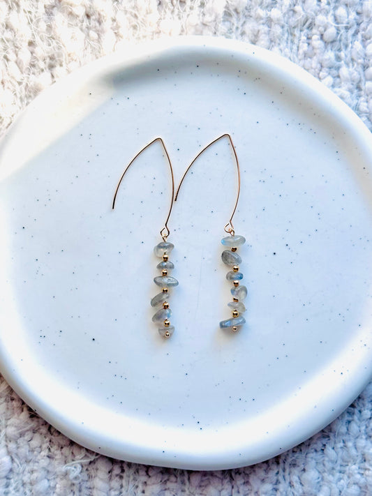 Labradorite + Gold Threader Earrings