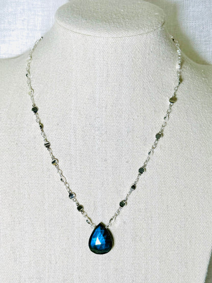 Labradorite + Silver Pendant Necklace