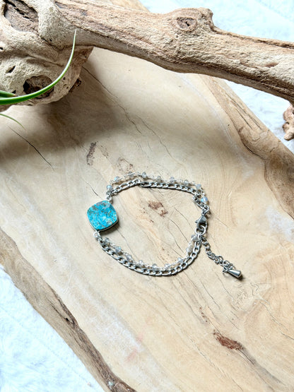 Chrysocolla + Labradorite Duet Bracelet in Stainless Steel