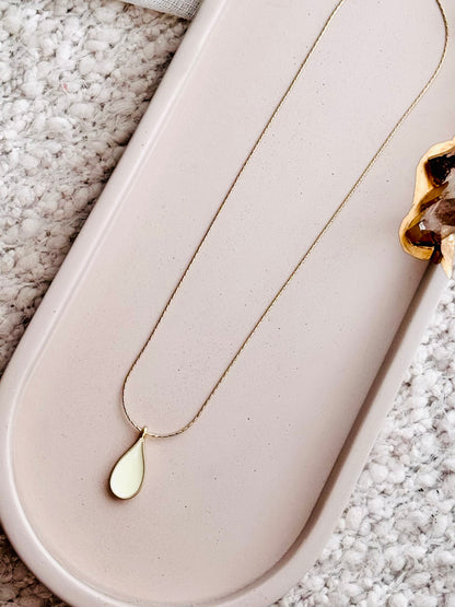 Cream Teardrop + Matte Gold Necklace