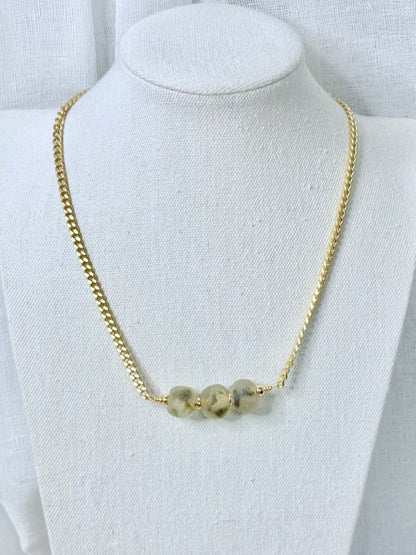 African Trade Beads + Matte Gold Necklace