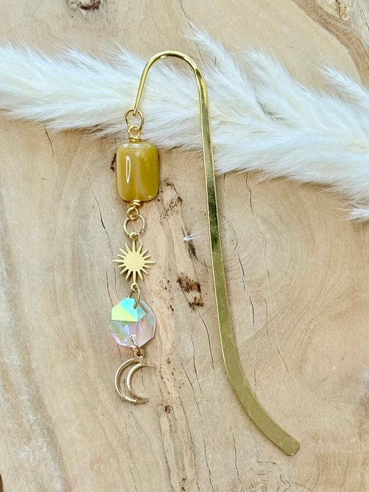 Yellow Botswana Agate + Gold Plant Stake