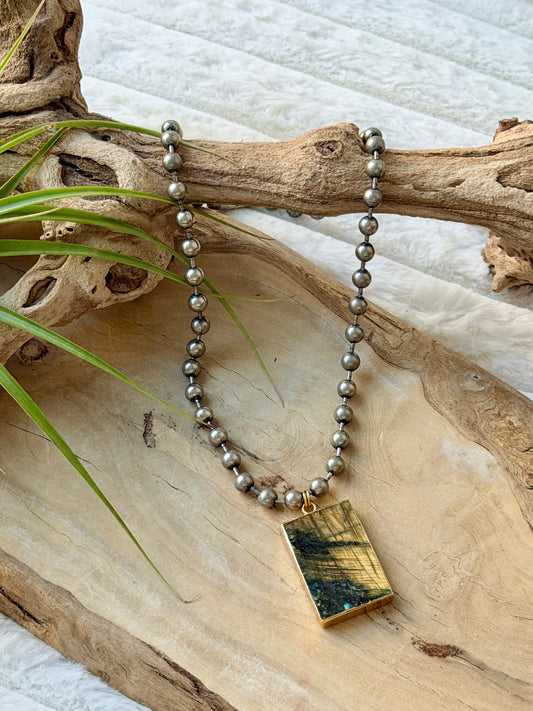 Labradorite + Antique Silver Necklace