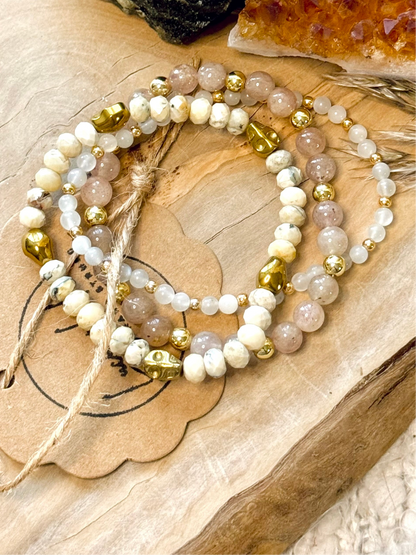 Light Pink + Gold Skully Stack (3-stack)