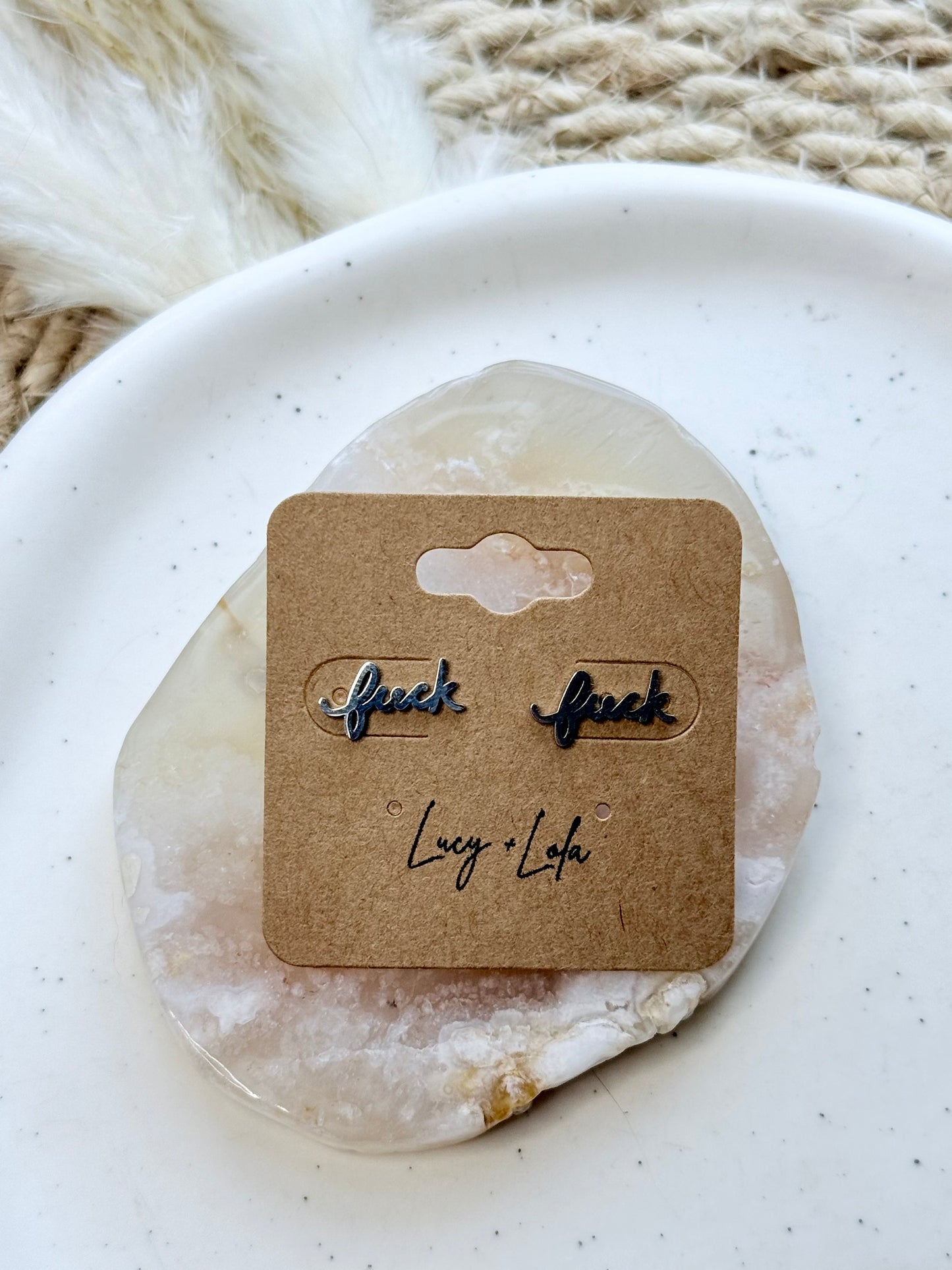 Stainless Steel Fuck Mini Stud Earrings