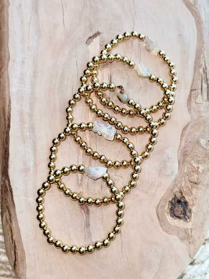 Rustic Ethiopian Opal + Gold Beaded Bracelet