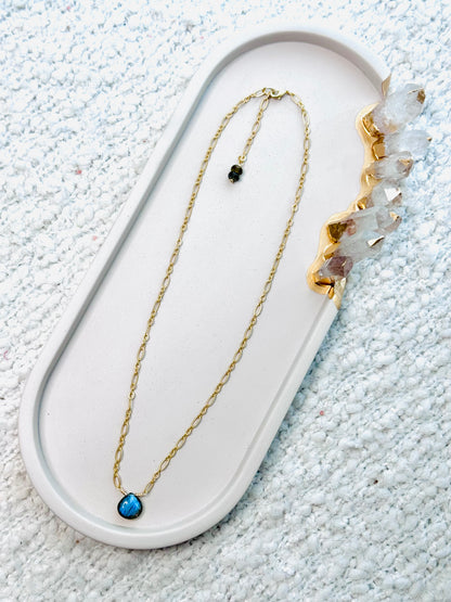 Labradorite + Matte Gold Pendant Necklace