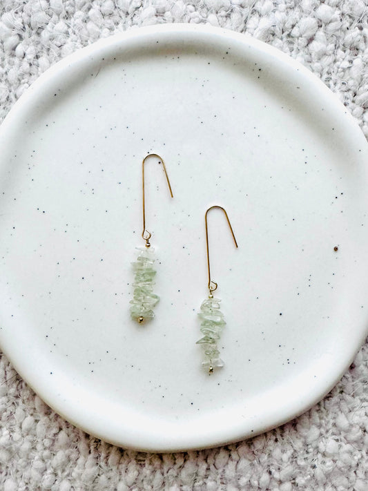 Green Amethyst + Gold Threader Earrings