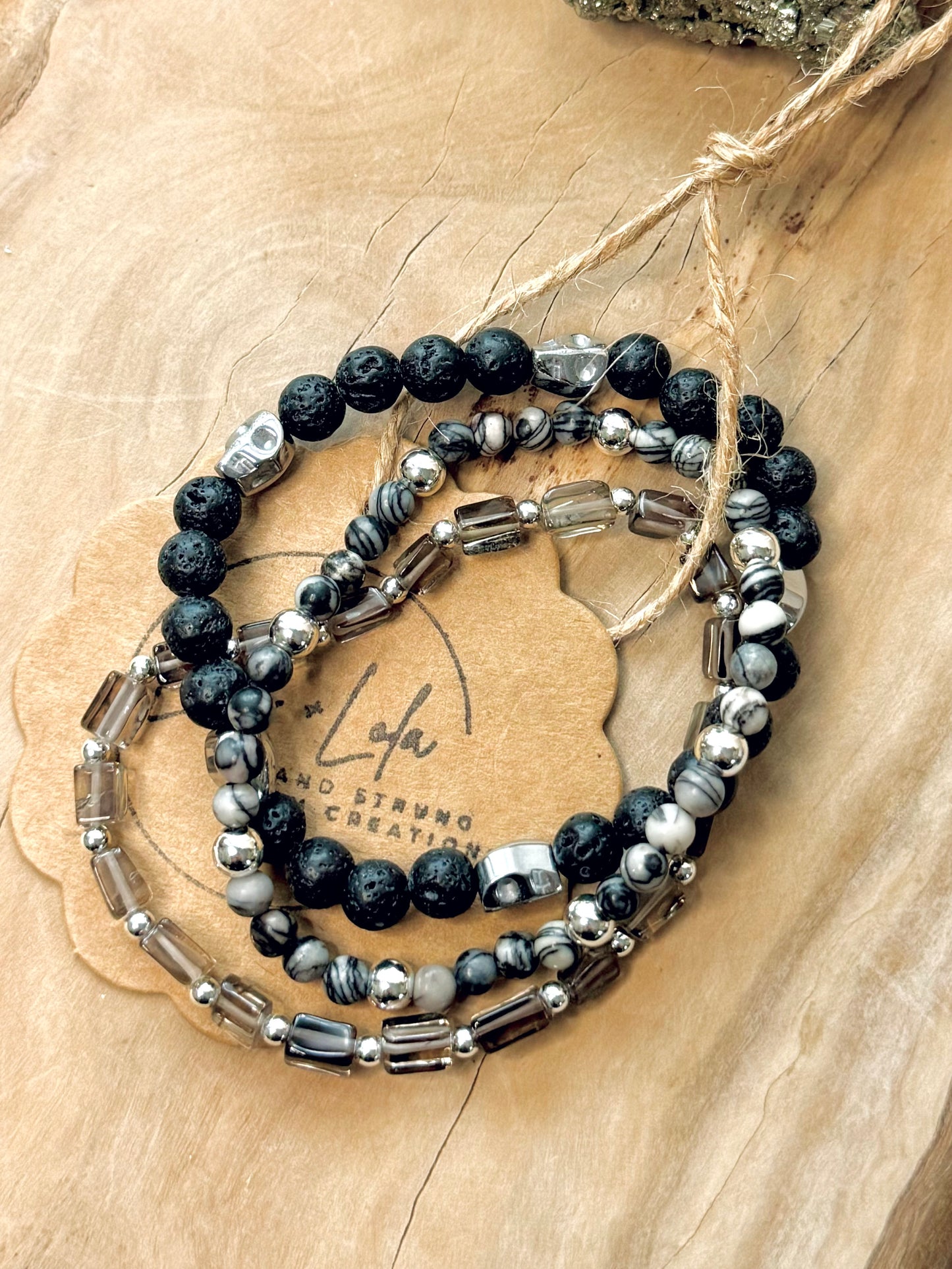 Gray + Silver Skully Stack (3-stack)