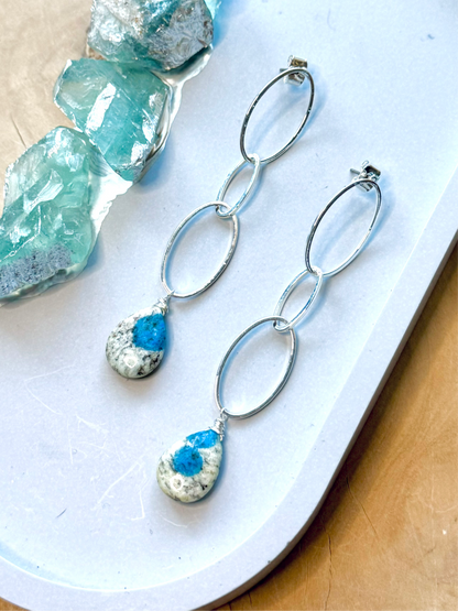 K2 + Silver Oval Earrings