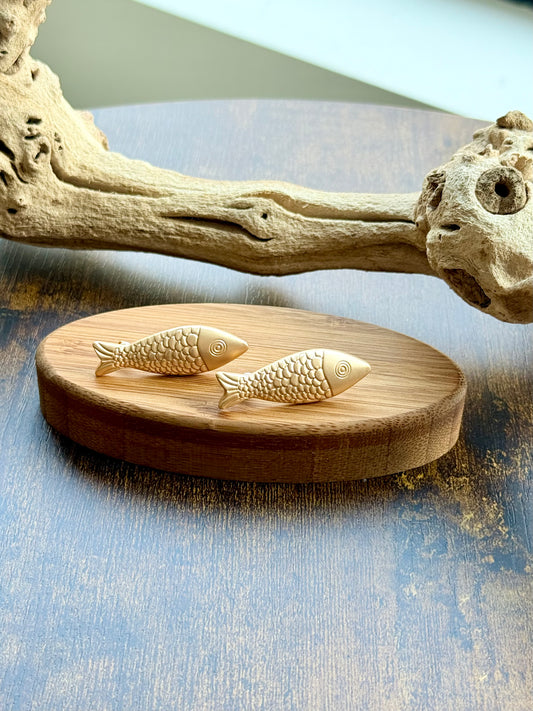 Matte Gold Fish Earrings