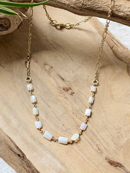 Australian Opal + Matte Gold Necklace