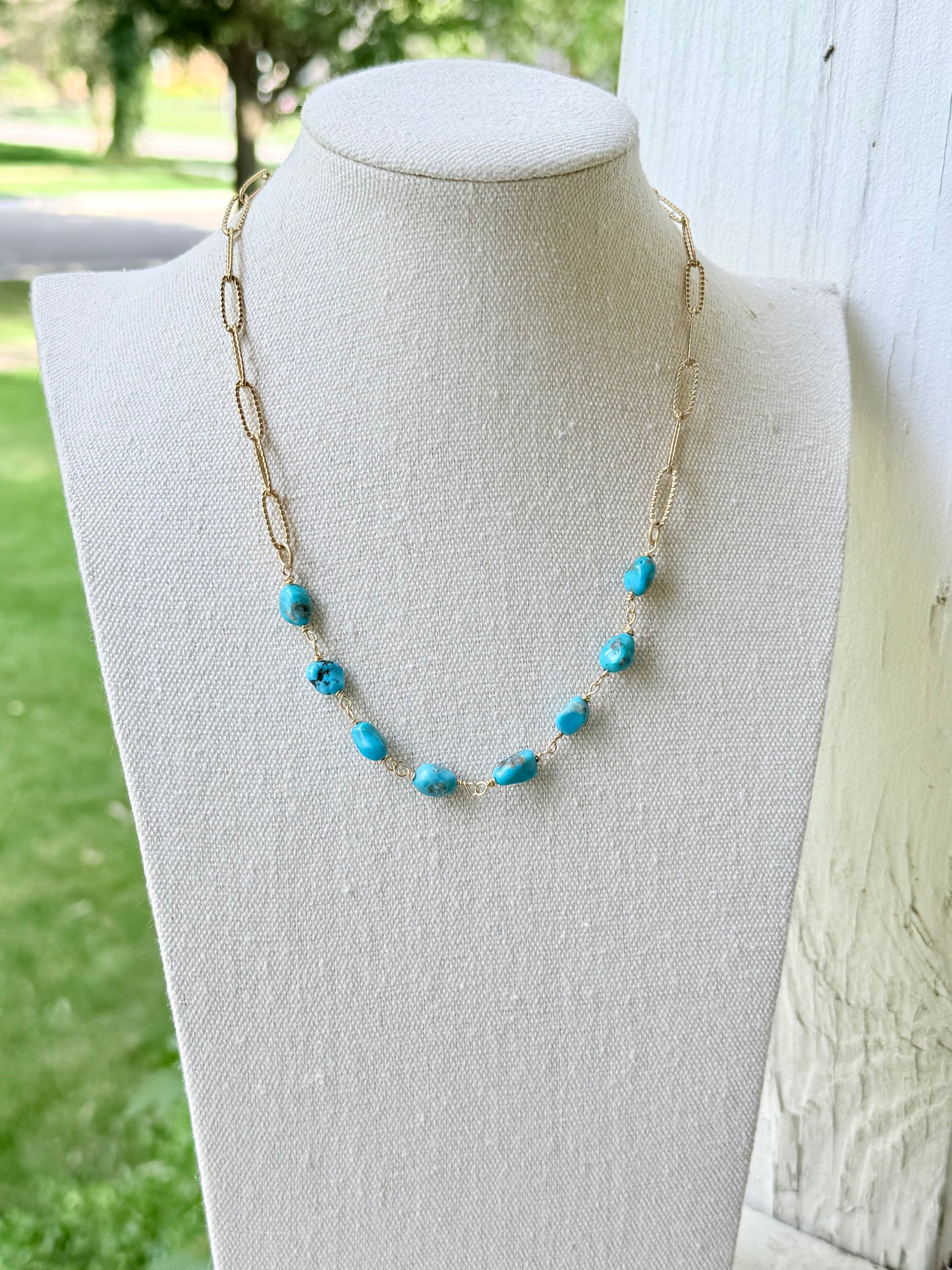Sleeping Beauty Turquoise + Matte Gold Necklace