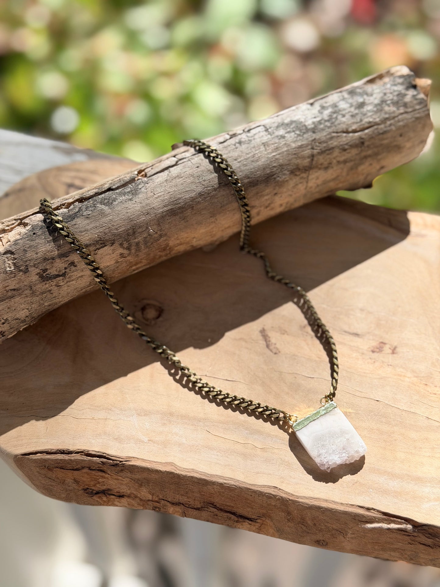 Amethyst Stalactite + Antique Brass Necklace