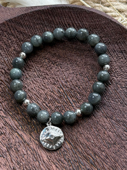 Labradorite + Silver Chunky Charm Band