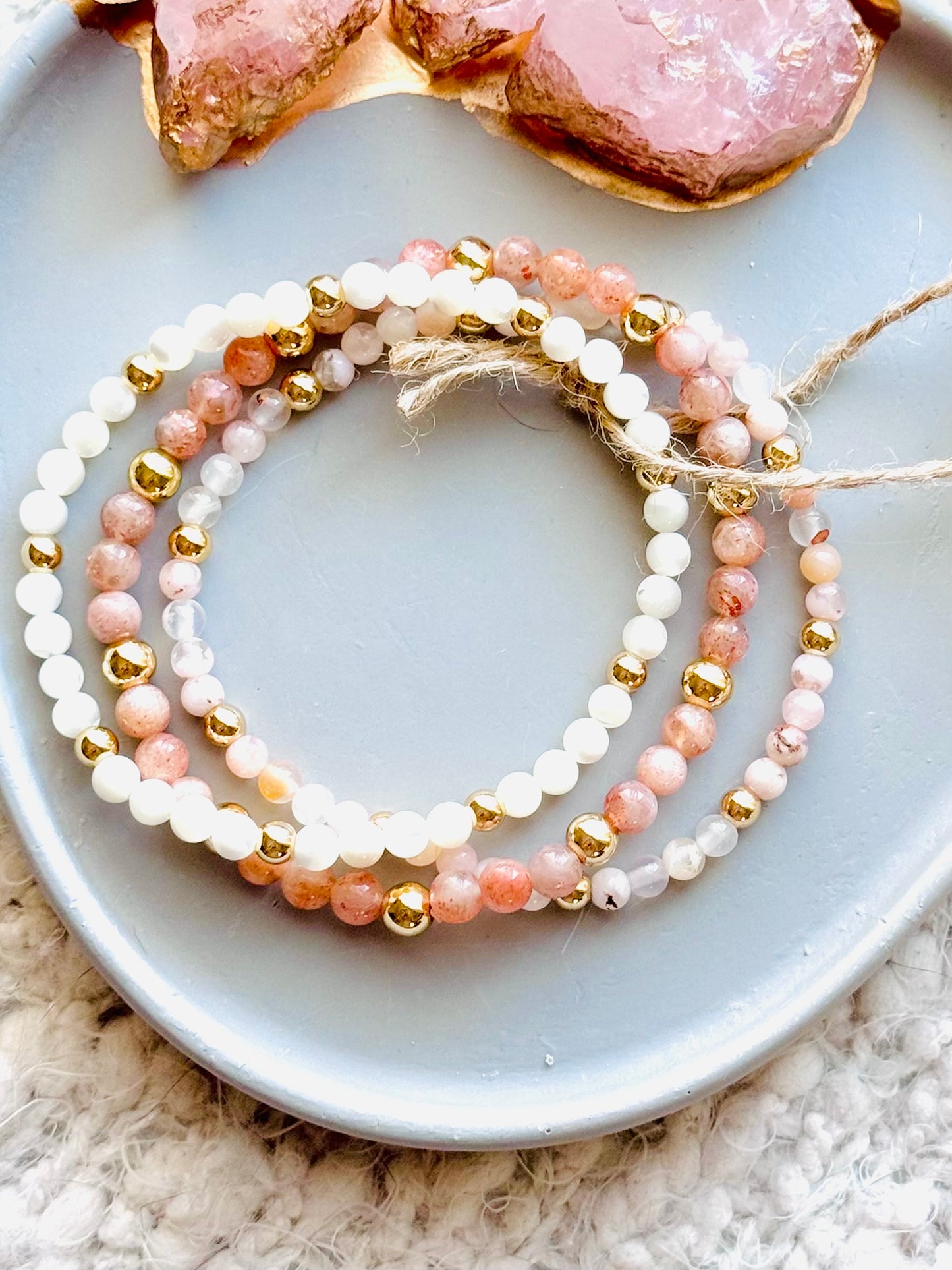 Pink + Peach in Gold Stack (3-stack)