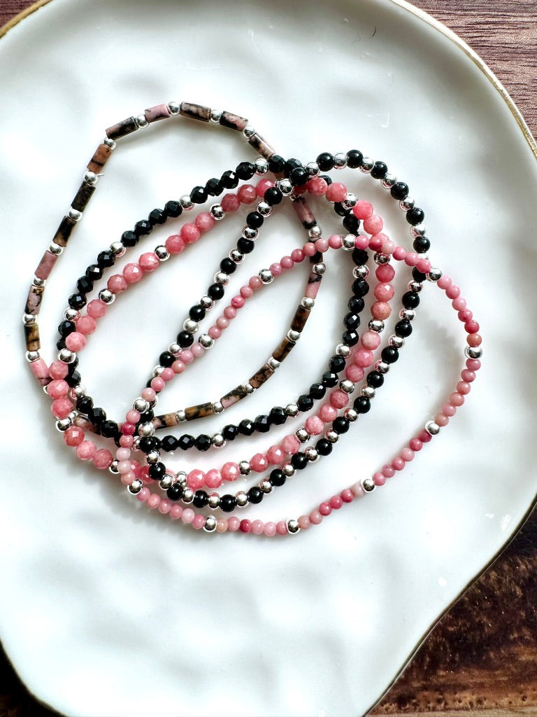 Pink + Black Silver Stack (5-stack)