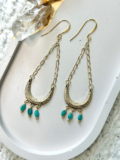 Turquoise + Gold Chandelier Earrings