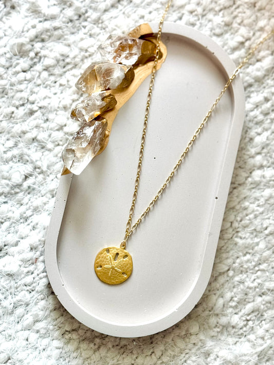 Matte Gold Sand Dollar Necklace