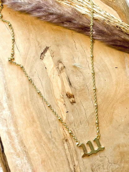 Angel Number 111 + Gold Necklace