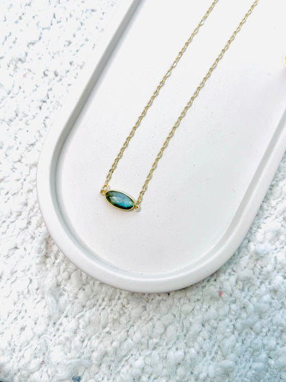 Labradorite + Matte Gold Pendant Necklace