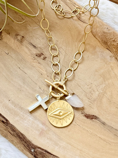 Gold Protection Toggle Necklace