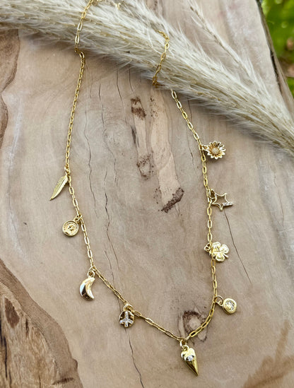 Tiny Gold Choker Charm Necklace