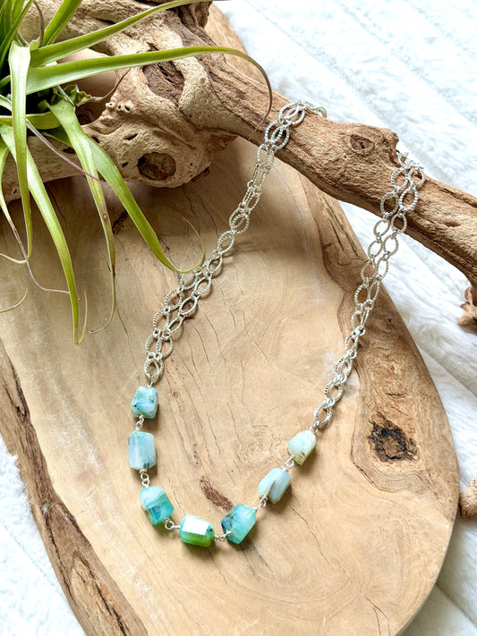 Peruvian Opal + Silver Necklace