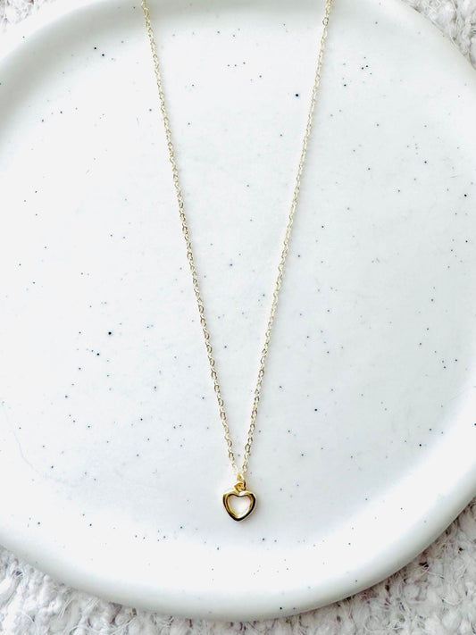 Gold Open Heart Chain Necklace