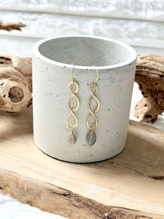 Labradorite + Matte Infinity Earrings