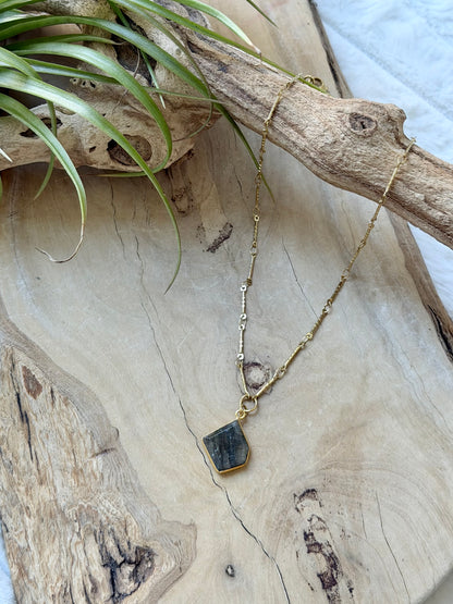 Labradorite + Gold Stainless Steel Necklace