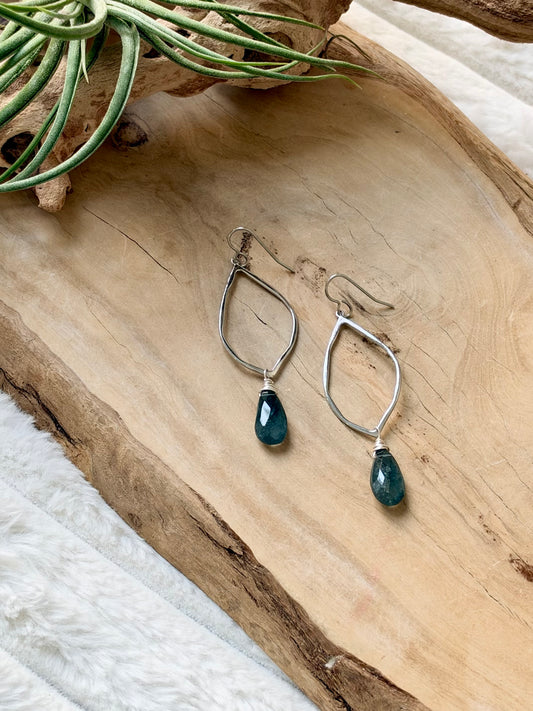 Moss Aquamarine + Silver Earrings