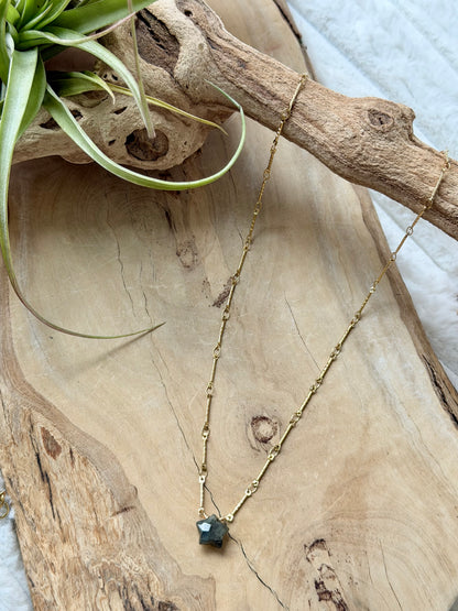 Labradorite Star + Gold Stainless Steel Necklace