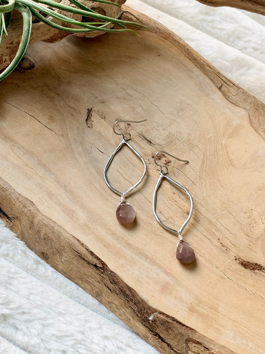 Chocolate Moonstone + Silver Earrings