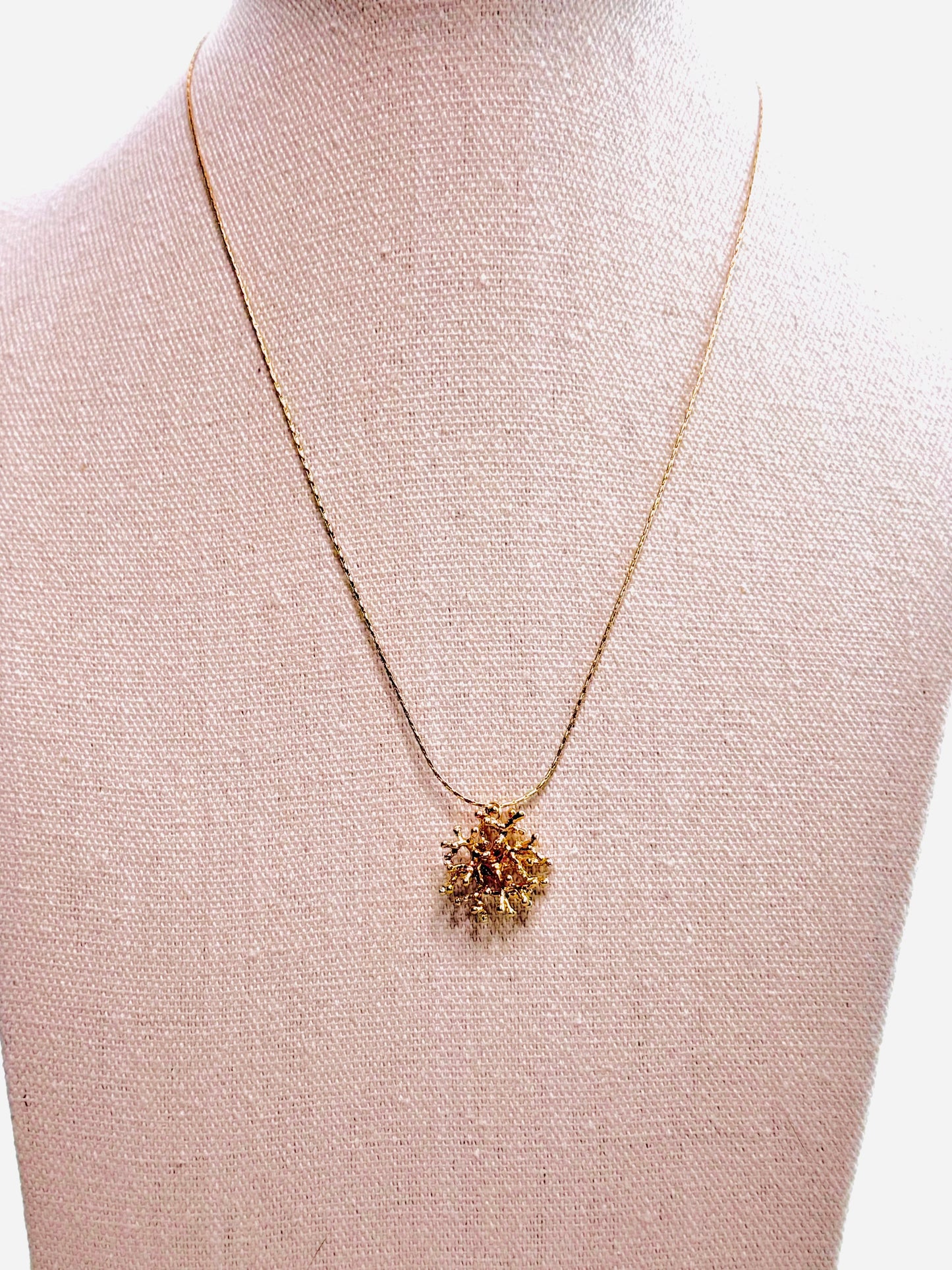 Gold Coral Pendant Necklace