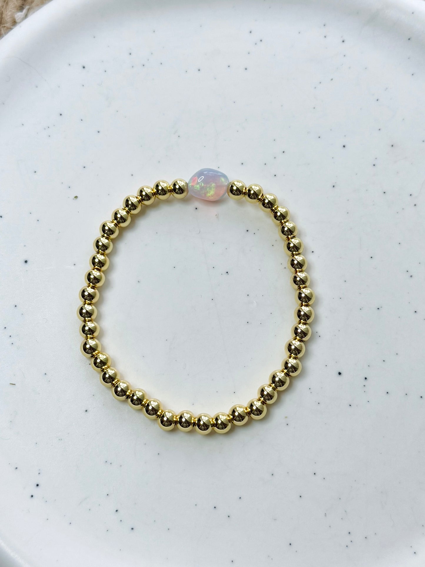 Ethiopian Opal + Gold Beaded Bracelet