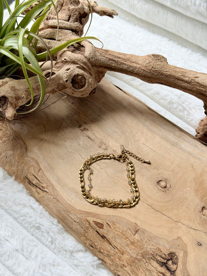 Labradorite + Gold Stainless Steel Duet Bracelet