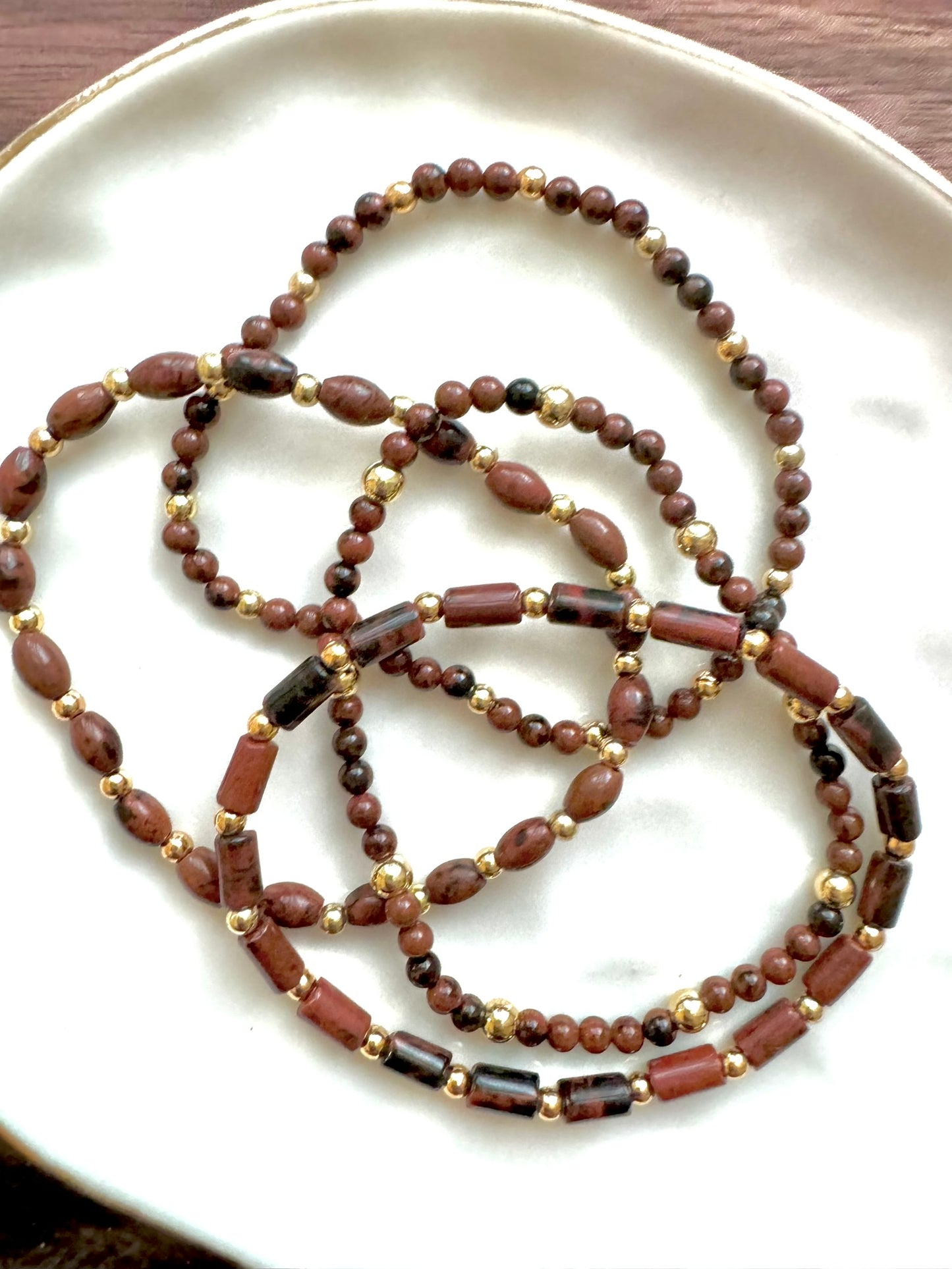 Mahogany Obsidian + Gold Stack (4-stack)