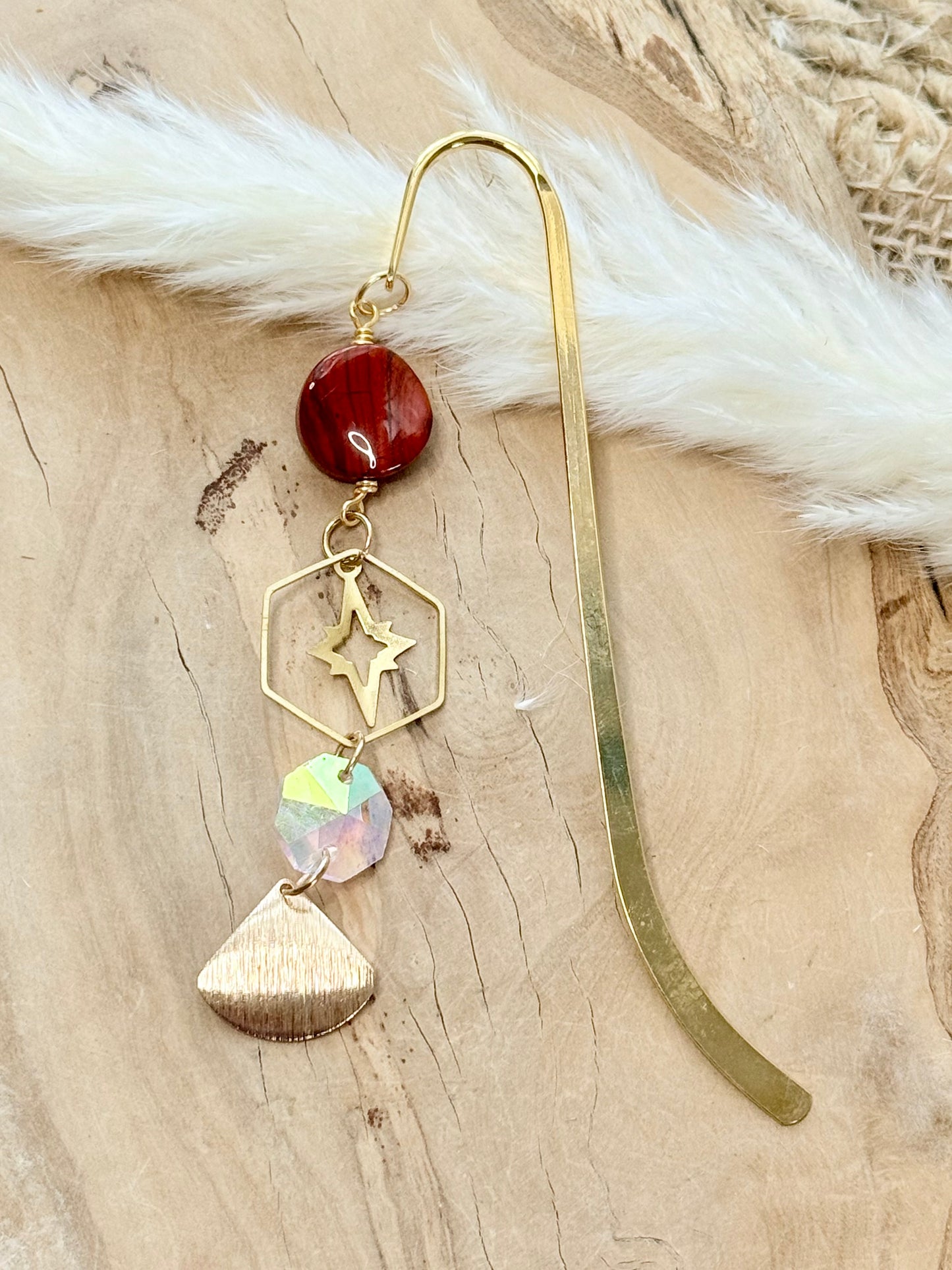 Red Jasper + Gold Plant Stake