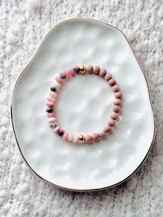 Pink Opal + Gold Aromatherapy Bracelet