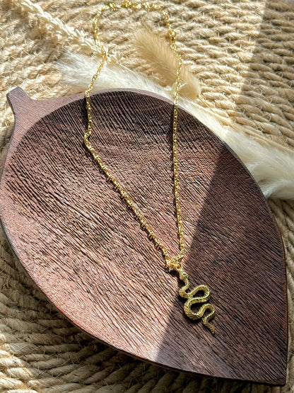 Gold Textured Snake Necklace