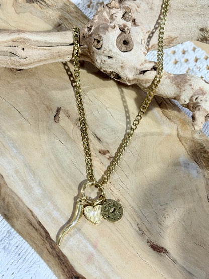 Gold Amour Carabiner Charm Necklace