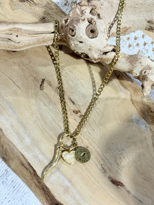 Gold Amour Carabiner Charm Necklace