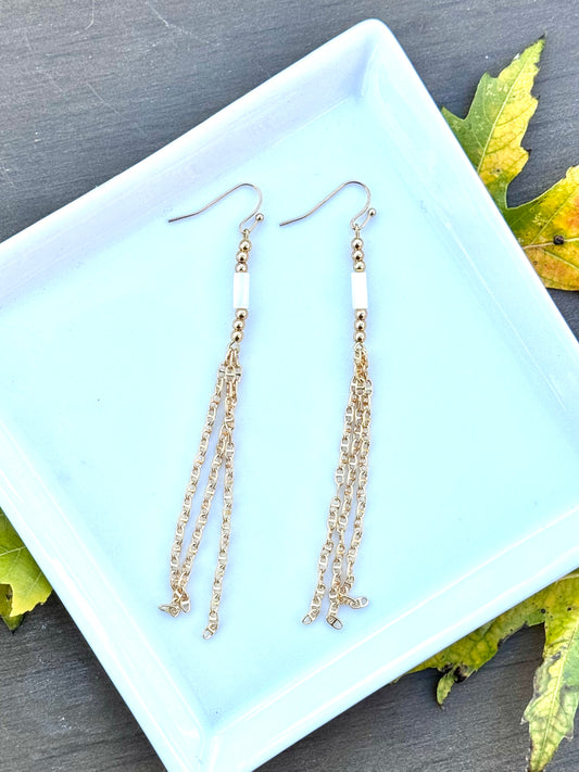 Mother of Pearl + Gold Duster Earrings