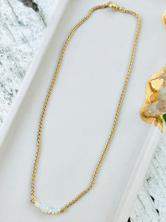 Ethiopian Opal + Matte Gold Necklace